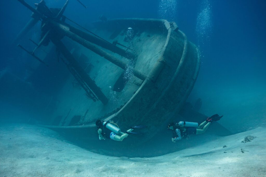sunken ship in the Caribbean 
